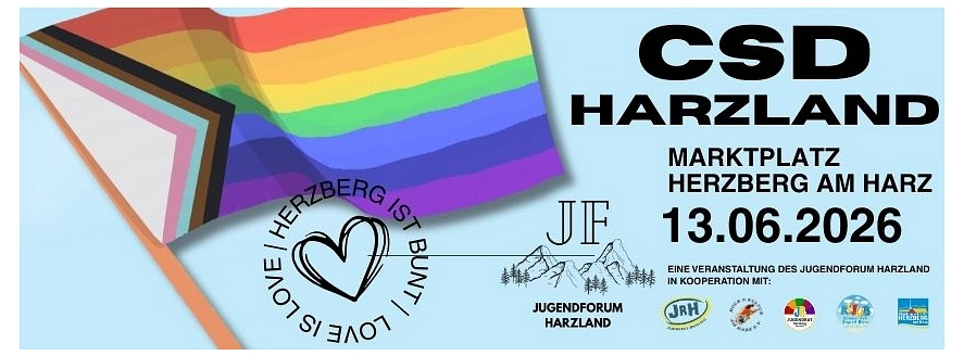 Das Motiv zeit das CSD-Harzland-2026-Banner&nbsp;&copy;&nbsp;Jugendforum Harzland