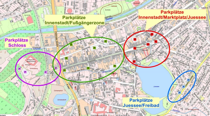Übersichtdarstellung - Innenstadtparkplätze Herzberg am Herz&nbsp;&copy;&nbsp;Stadt Herzberg am Harz