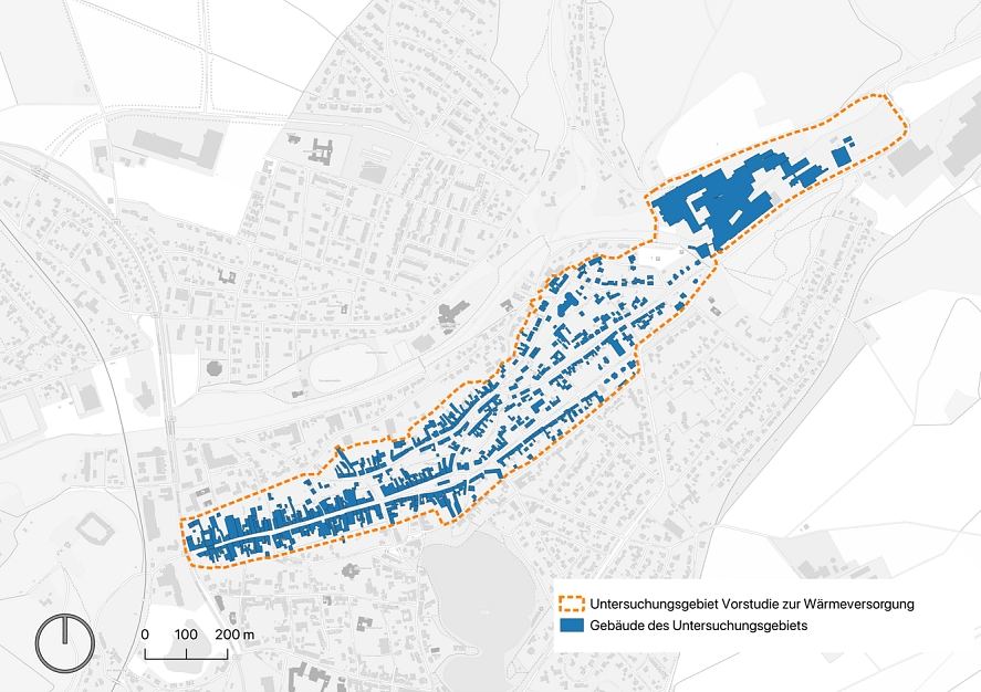 Karte des Untersuchungsgebiets der Vorstudie zur Wärmeversorgung der Herzberger Altstadt Karte des Untersuchungsgebiets der Vorstudie zur Wärmeversorgung der Herzberger Altstadt © Stadt Herzberg am Harz / AR Climate Positive, 2026