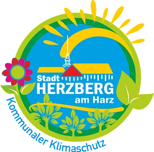 Logo des kommunalen Klimaschutzes. Das Logo der Stadt mit Blumen und Bäumen.&nbsp;&copy;&nbsp;Stadt Herzberg am Harz