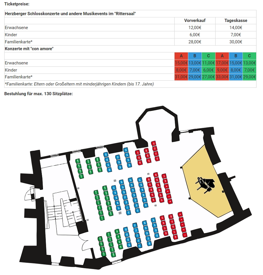 Ticketpreise Schlosskonzerte Ticketpreise Schlosskonzerte © Stadt Herzberg am Harz
