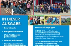 Titelseite Klimaschutz-Newsletter 17 April 2026 mit Collage von verschiedenen Müllsammelgruppen